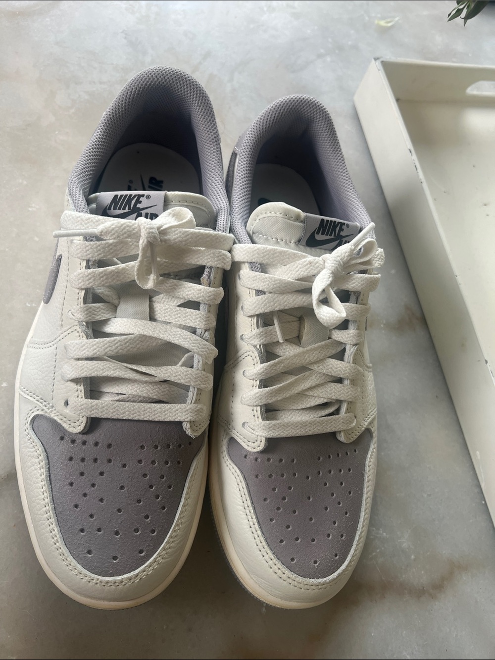 Jordan 1 OG Low Men’s Low-Top Sneakers in White and Gray